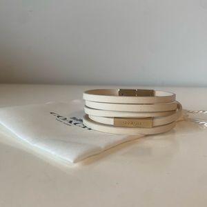 Coach White Leather and Gold Bracelet